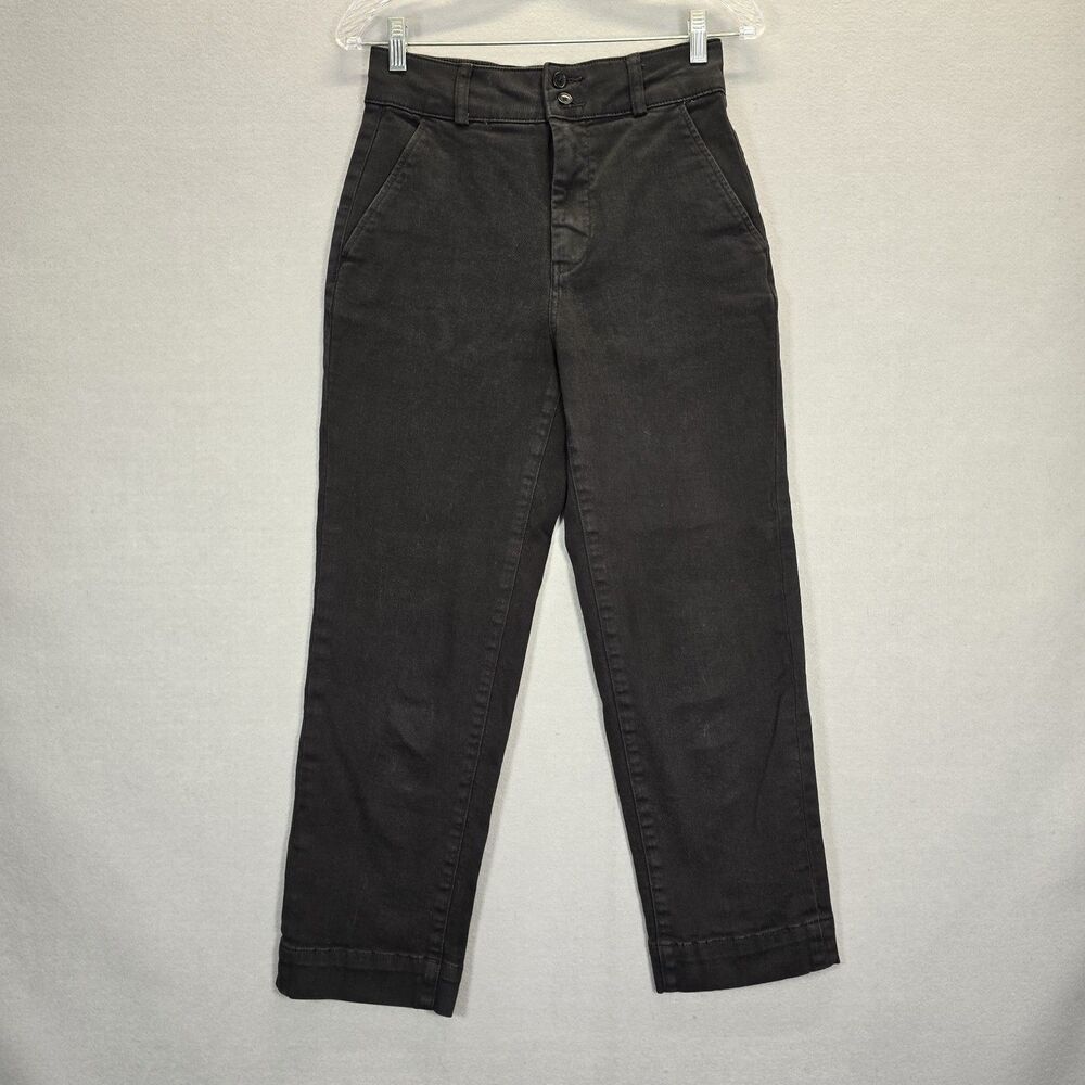 Everlane The Organic Wide Leg Pants Twill High Rise Black Size 4 Baggy High Rise